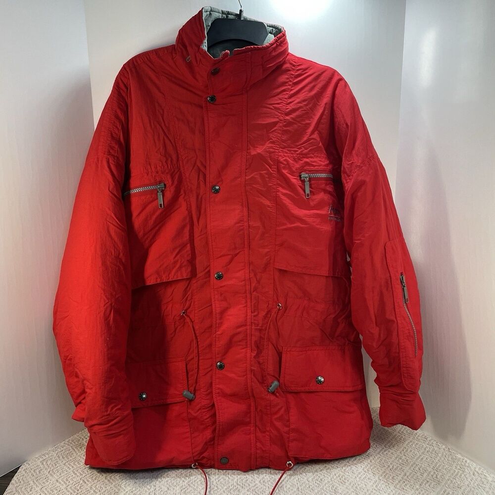 Vintage Footwork Porsche Womens L Puffy Red Oversized Jacket **READ**